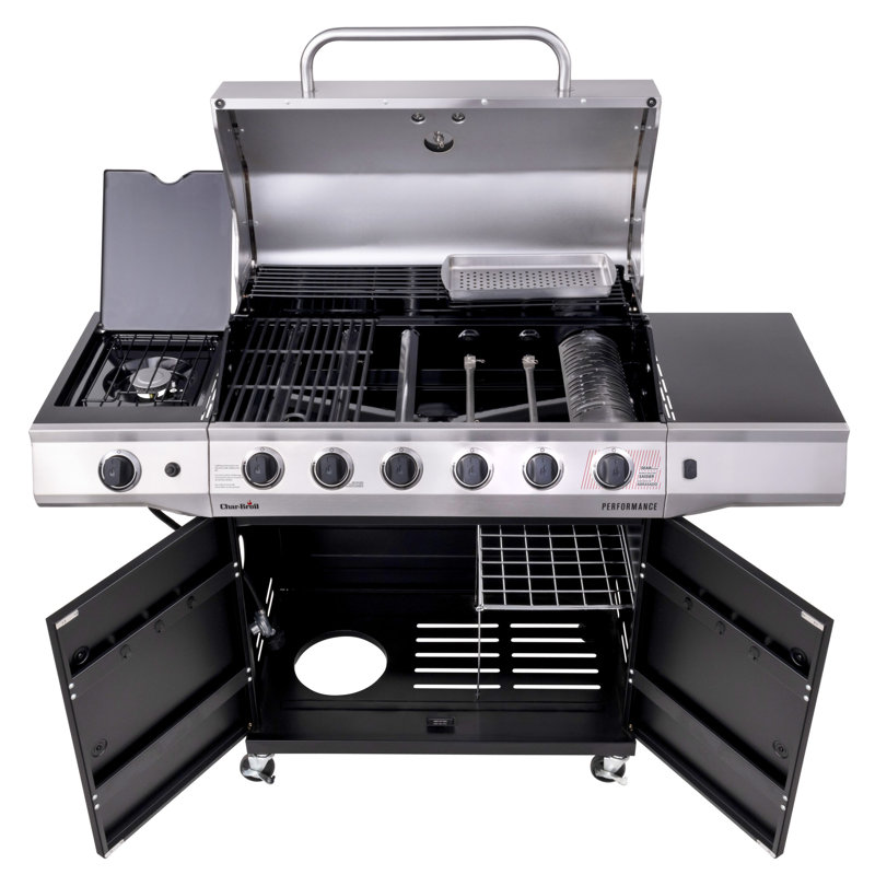 Char Broil 6 Burner Liquid Propane 32500 Btu Gas Grill With Side Burner And Cabinet Furni 3891